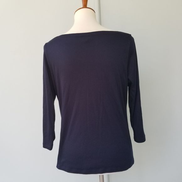 Talbots Navy Career Top Boat Neck Soft Cotton L - Picture 5 of 6